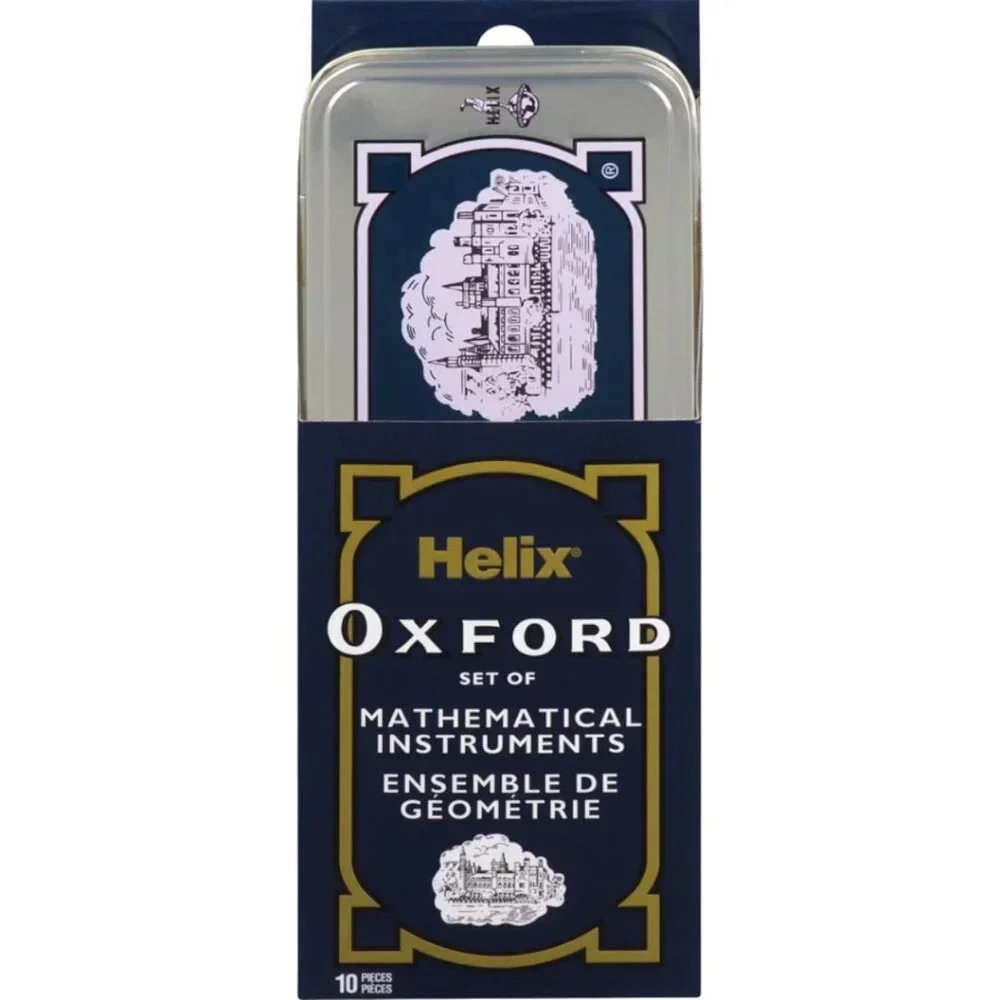 Helix Oxford Set Of Mathematical Instruments Set Dark Blue Vintage Storage Tin